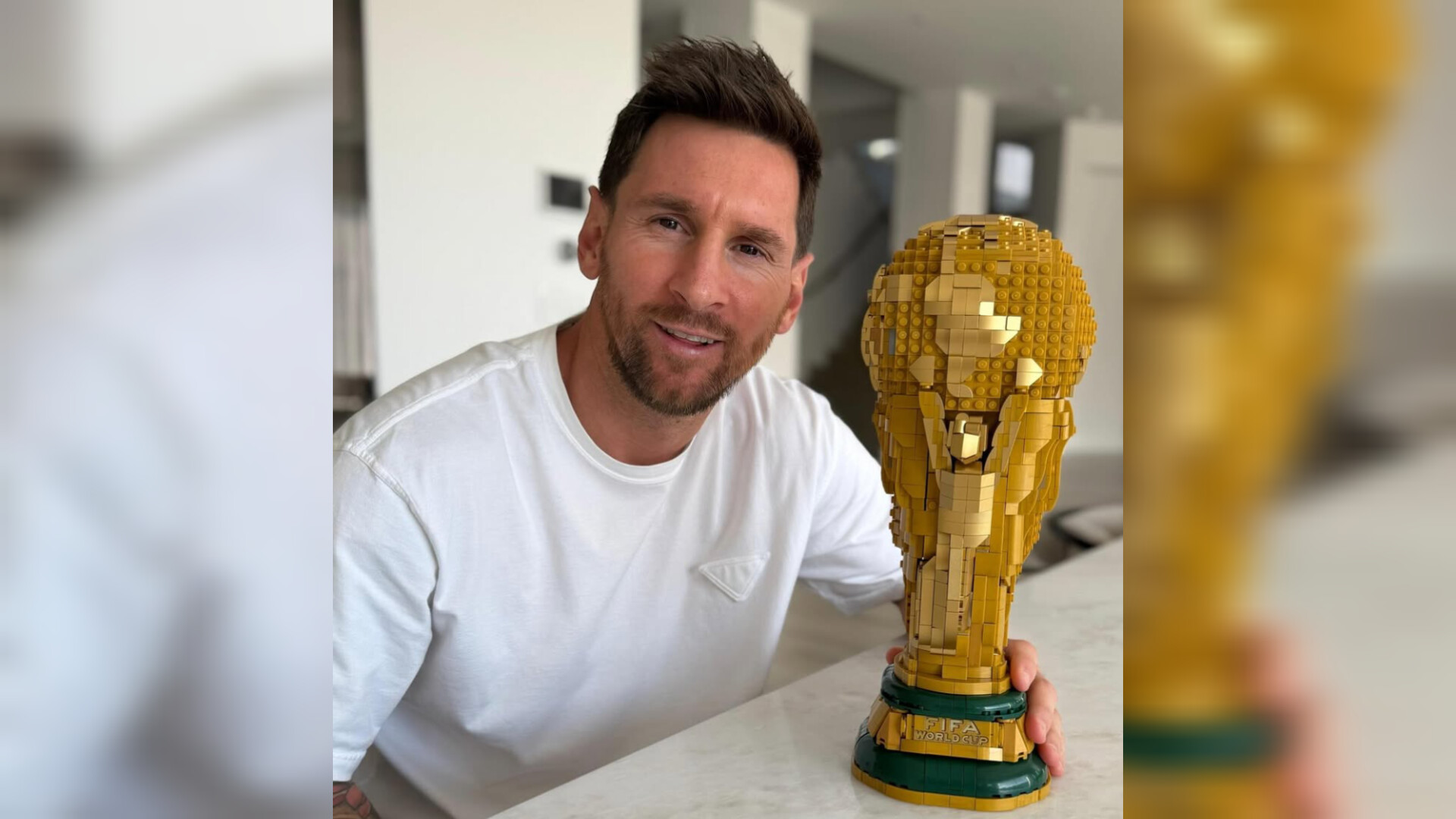Lionel Messi presume un logro muy especial: la Copa del Mundo, pero convertida en una obra de arte hecha en Lego