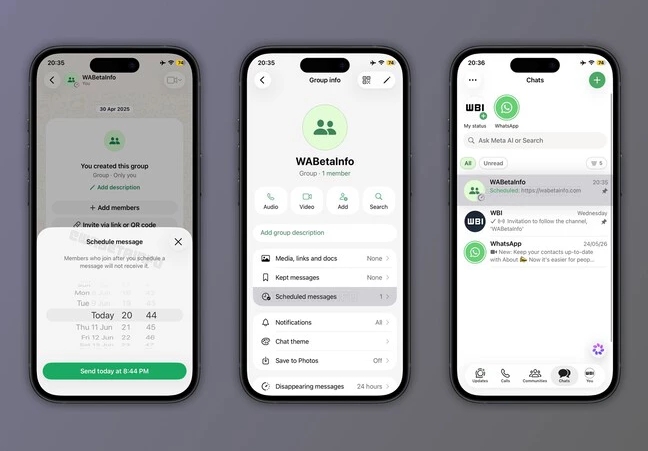 WhatsApp inicia las pruebas de una nueva función para programar el envío de mensajes en fecha y hora específicas