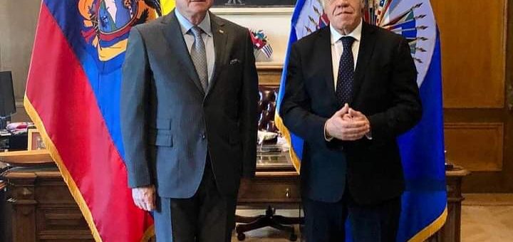 El vicepresidente Alfredo Borrero junto al secretario general de la OEA, Luis Leonardo Almagro.