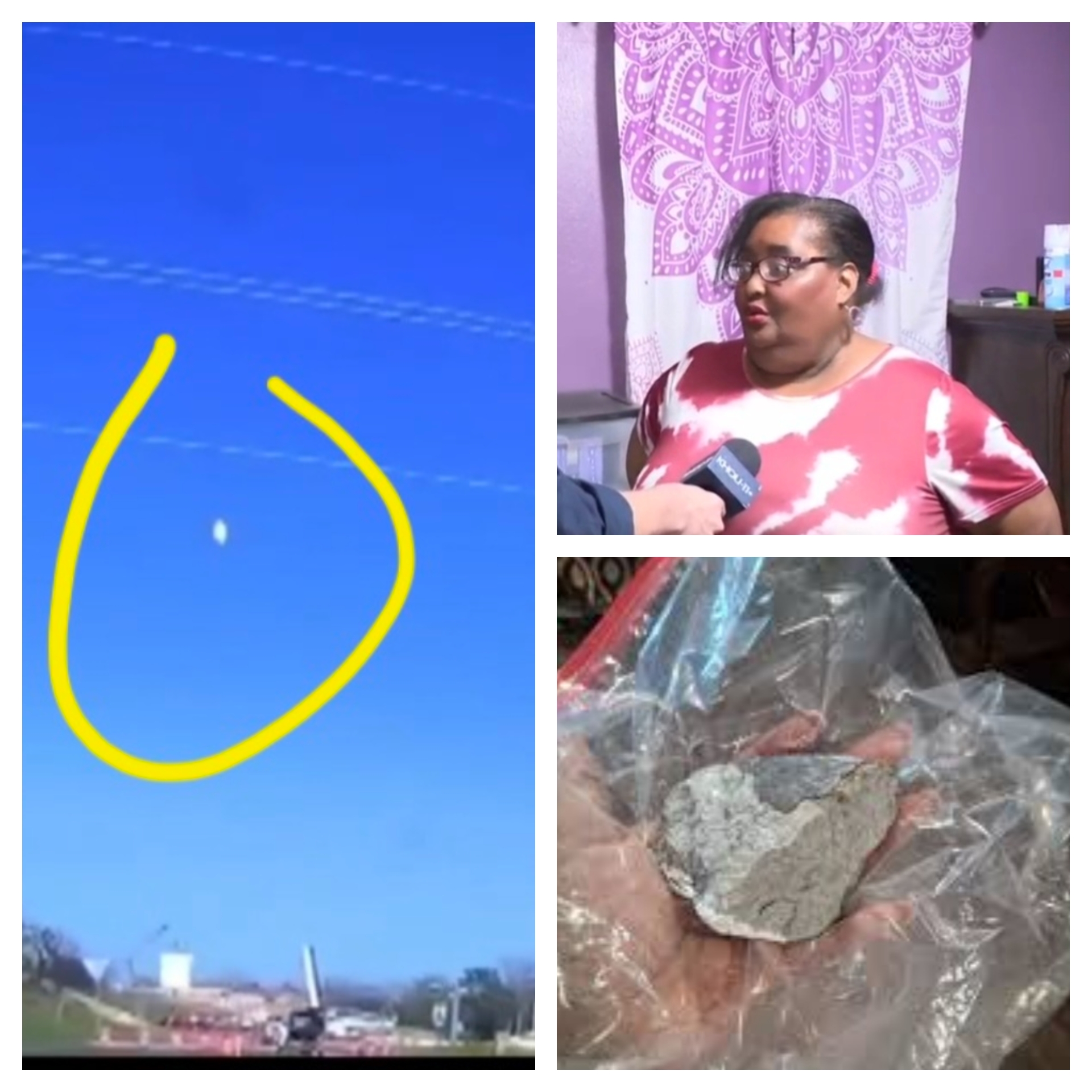 Meteorito aterriza en Houston.  No se reportan muertes ni heridos.