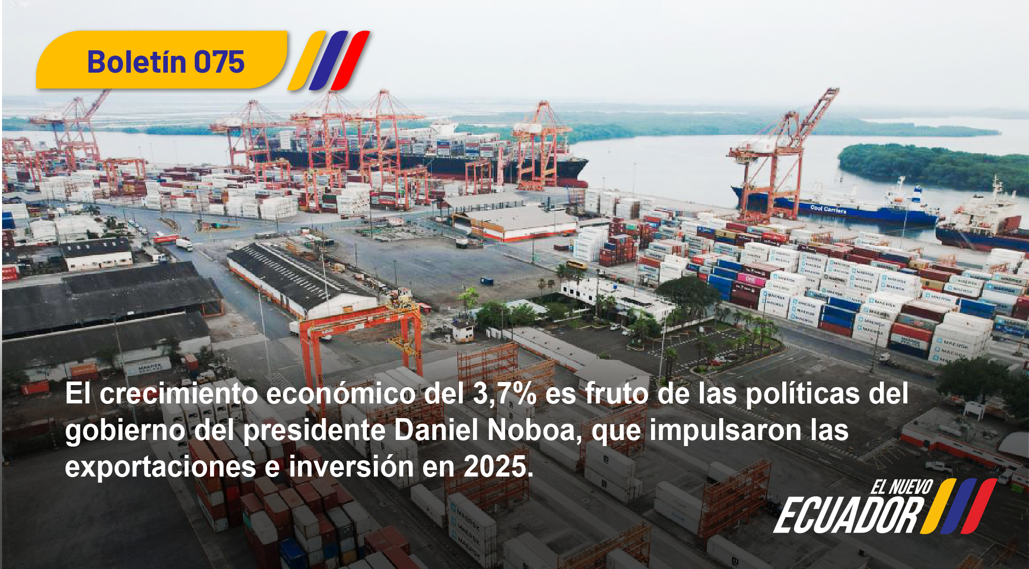 Ecuador registra un crecimiento económico de 3,7% en 2025